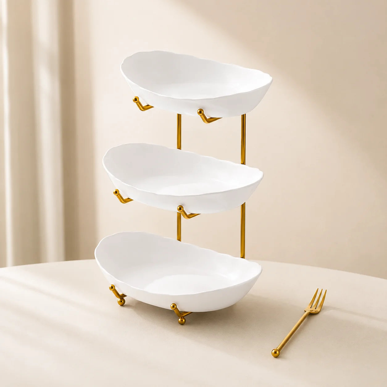 2/3-Tier Plastic Fruit Bowl Stand with Metal Frame, Large Capacity Countertop Fruit Basket for Fruits, Vegetables, Bread, Snacks & Desserts, Kitchen Counter Organizer