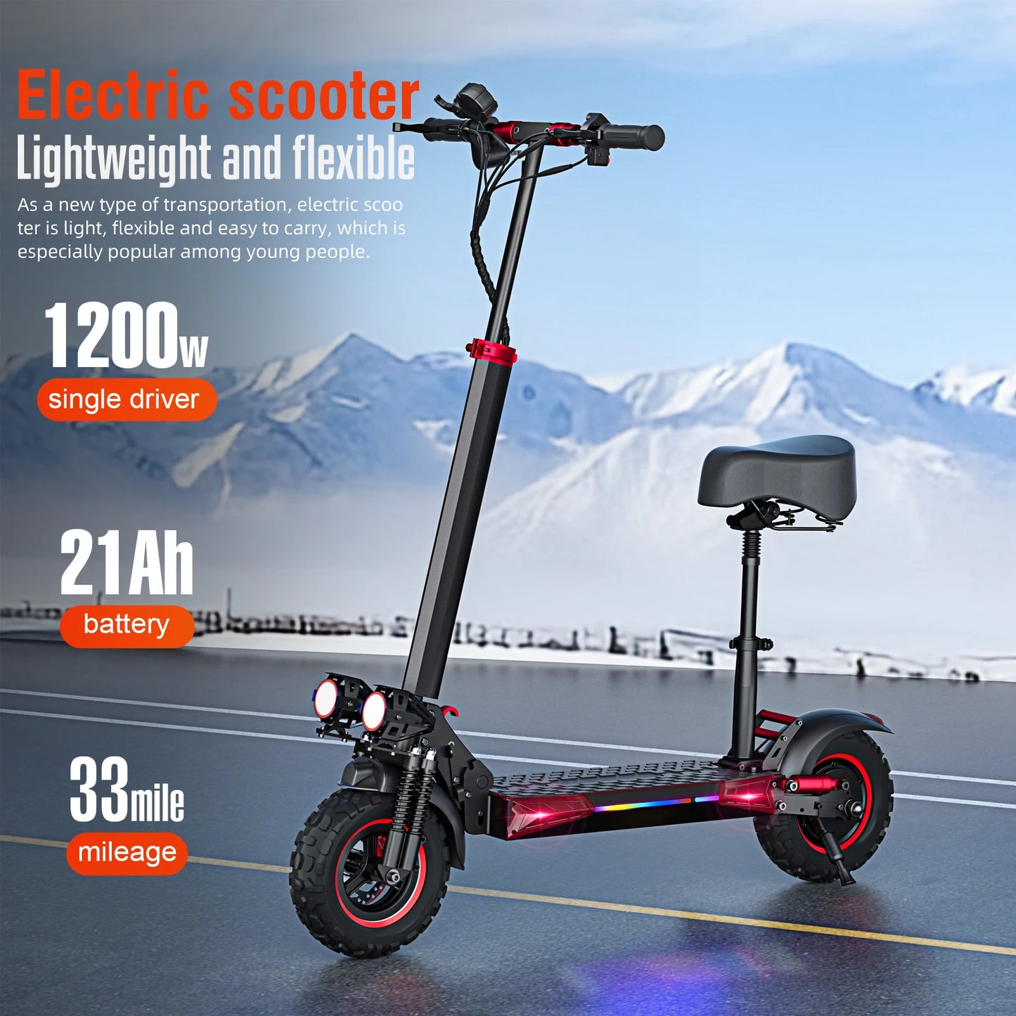 J11max electric scooter 1200W motor 48V18AH battery foldable e-scooter adult convenient mountain off-road electric scoote