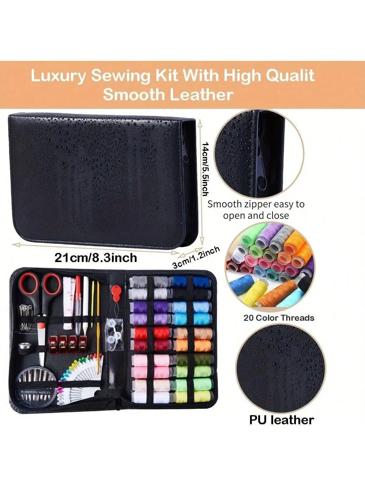 Portable Sewing Kit Complete Set With Threads Needles Scissors