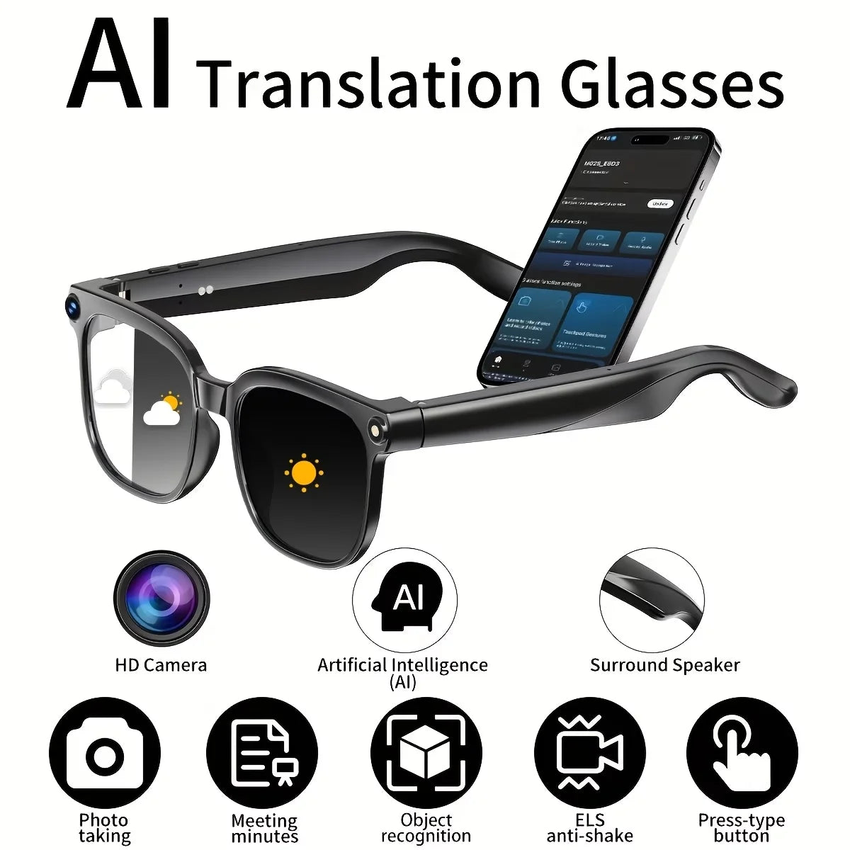 Giinova AI Smart Video Glasses With 8MP Camera And 4K Recording