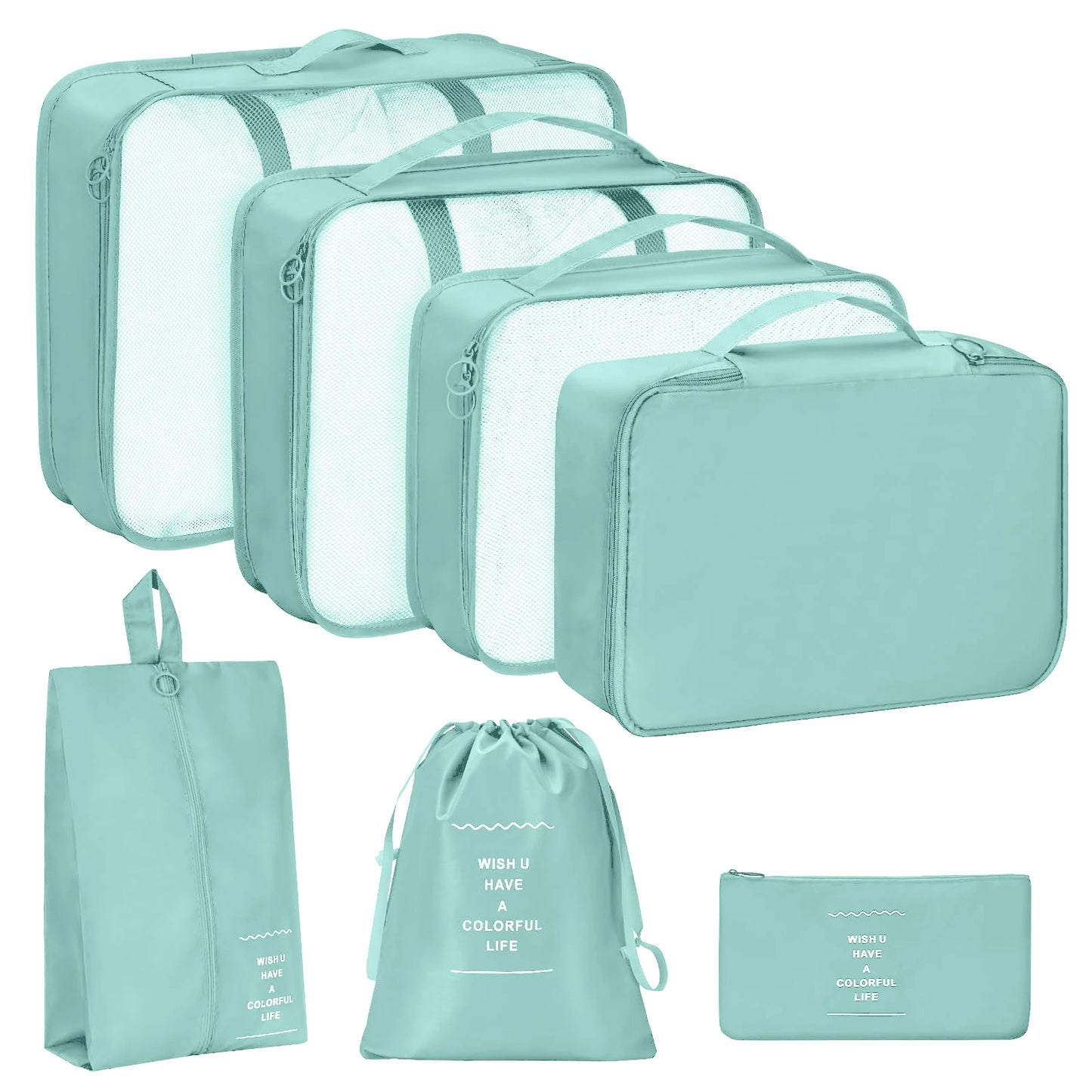 7PCS/SET Travel Organizer Storage Bags Suitcase Packing Cubes Set Cases Portable Luggage Clothes Shoe Tidy Pouch Folding.A-ZMT