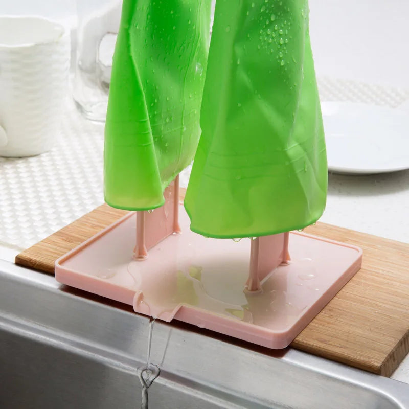 Hot Sale Plastic Household Glove Drying Rack - Dishcloth Drain Rack And Kitchen Countertop Utensil Hanging Rack With Drip Tray - Multifunctional Storage Organizer