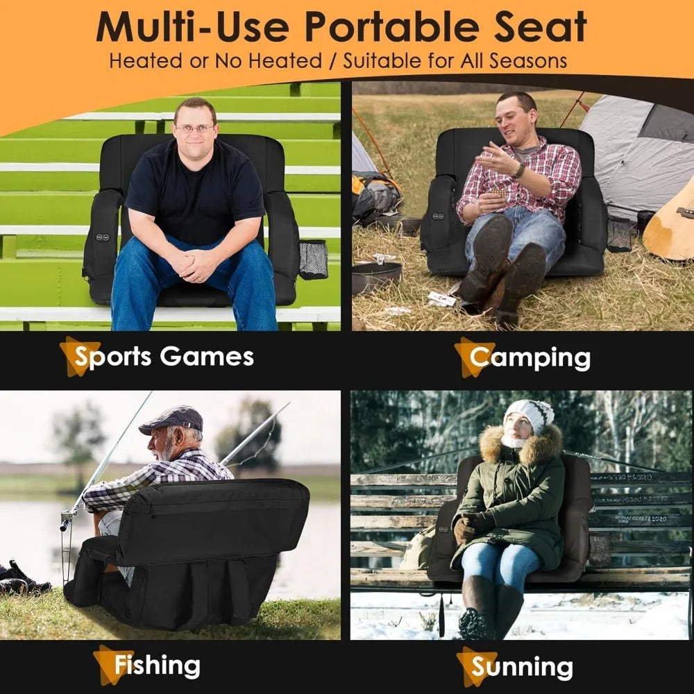 Dual-Sided Heated Stadium Seat With Back Support And Comfort