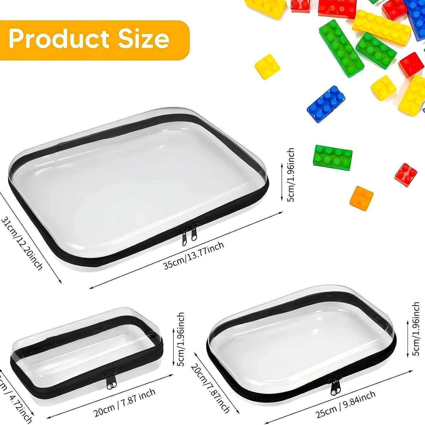 NONECN 3 Pack Zippered Transparent Organizer Bags Travel Case