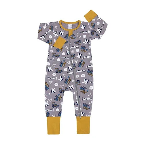 New Double Zipper Infant Baby Girl Boy Clothes Geometry Long Sleeve Cotton Baby Romper Clothing For Newborn Jumpsuit 0-24 Months