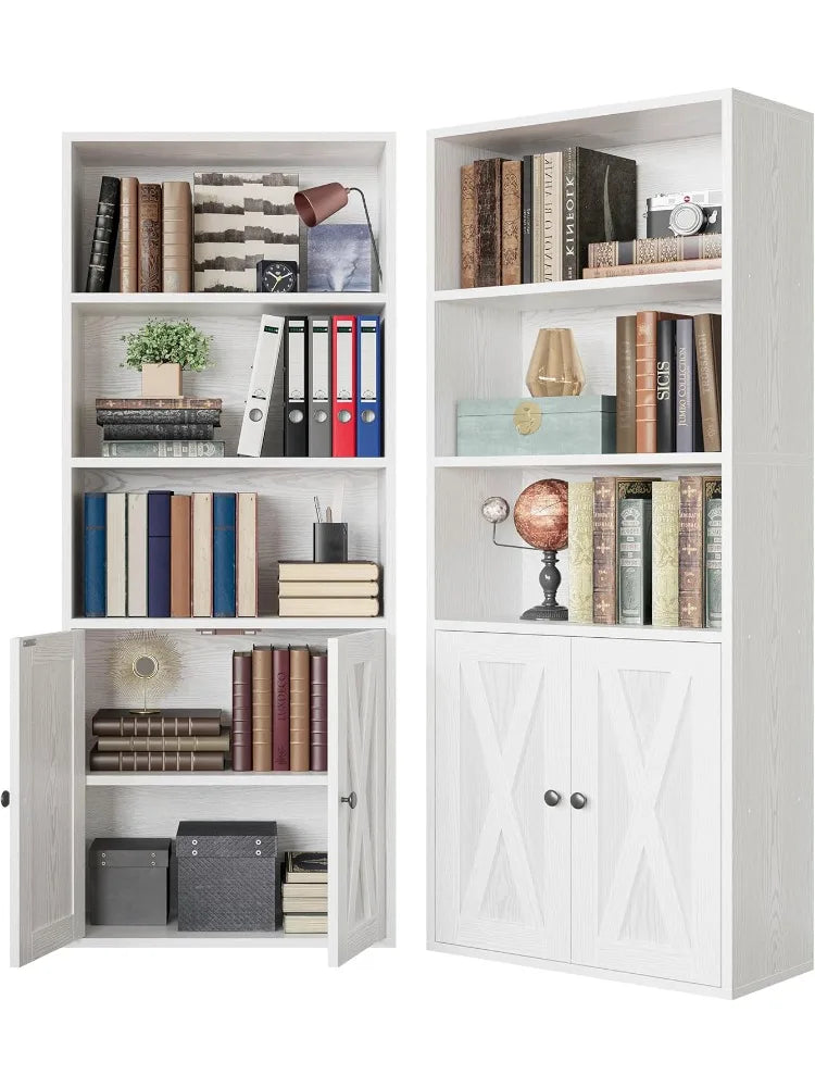 High Concerned Bookcases with Doors Five Shelf Display