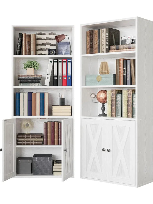 High Concerned Bookcases with Doors Five Shelf Display