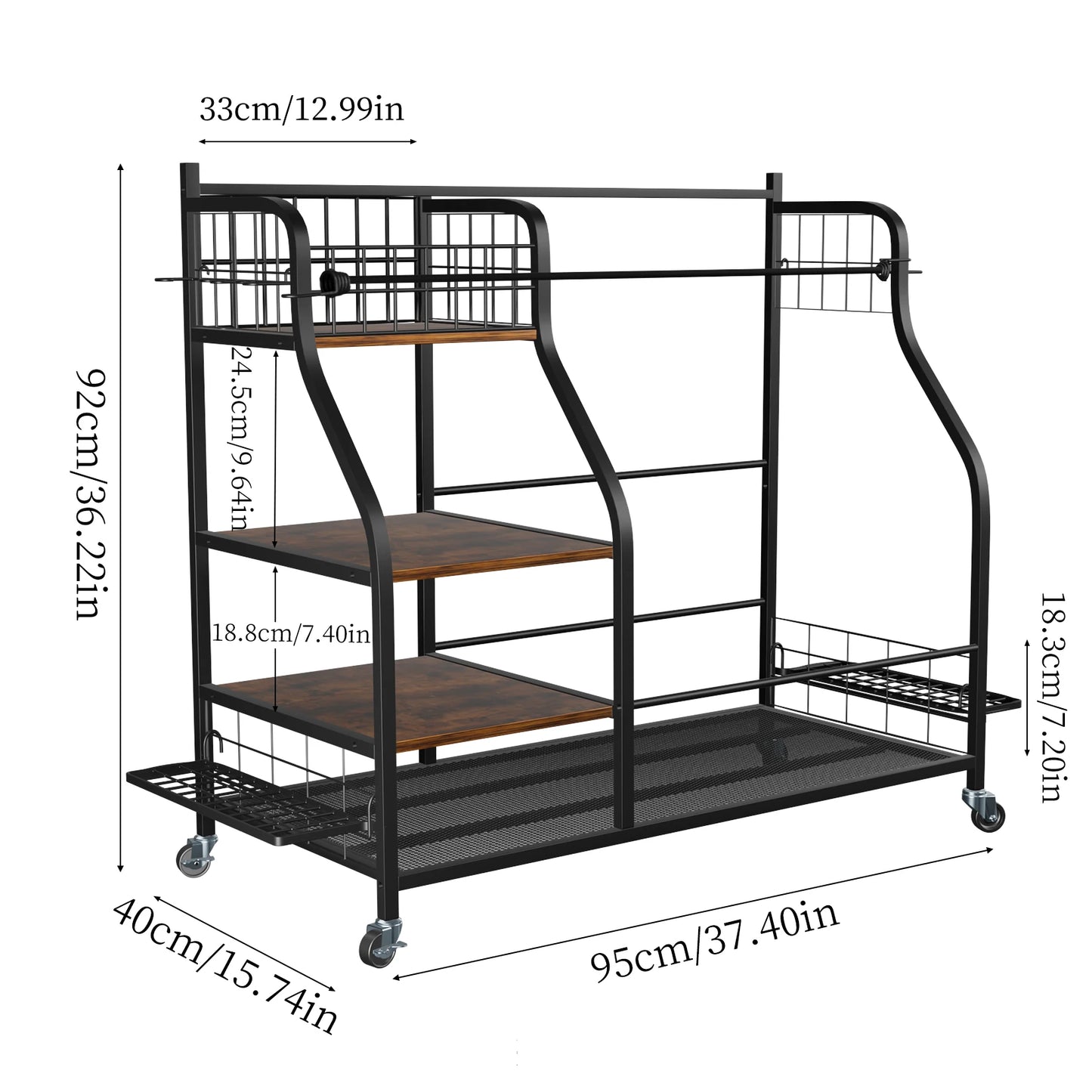 Rolling Golf Bag Storage Rack With Wheels For Sports Equipment