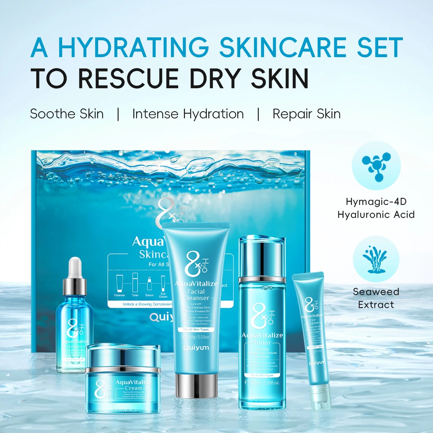 LAIKOU AquaVitalize Hydration Skincare Set 5Pcs Deep Hydration Kit