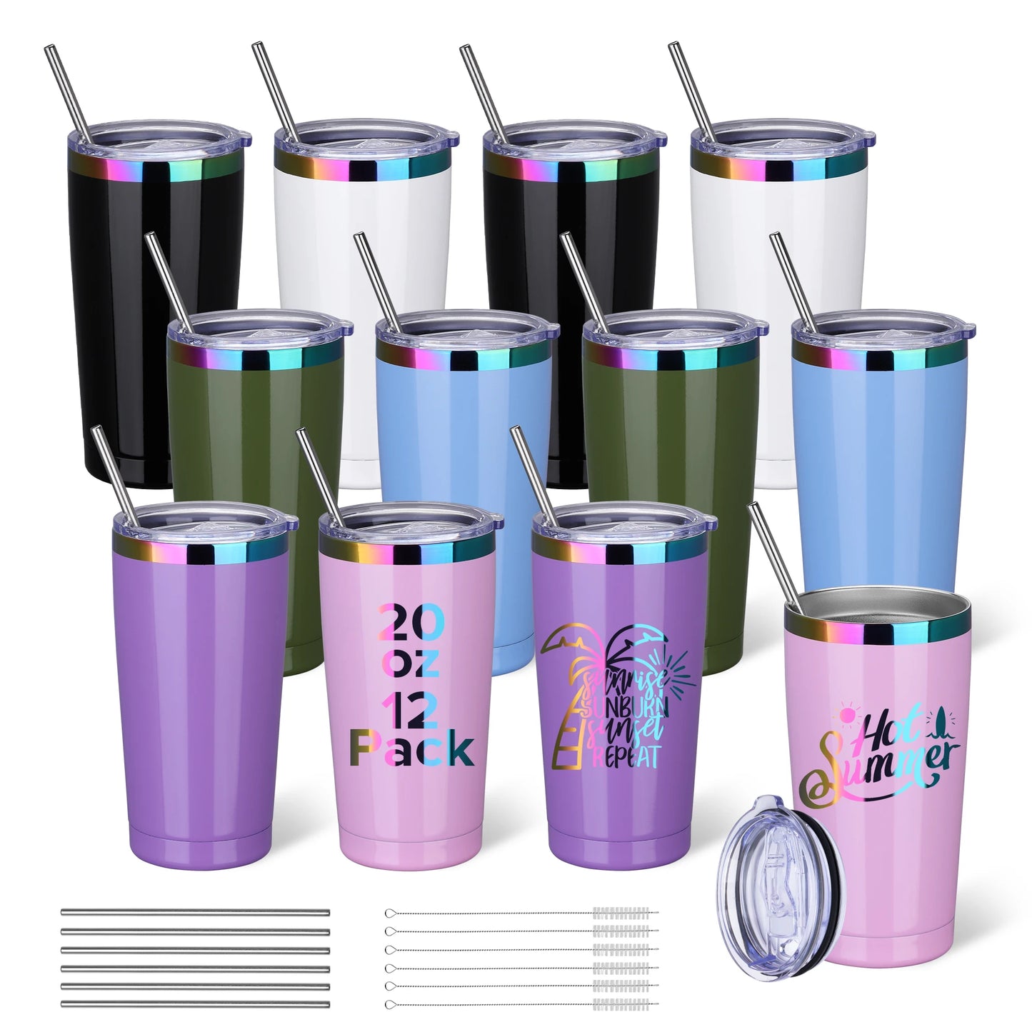 Fastsub Stainless Steel Insulated Vacuum Travel Tumblers With Lids