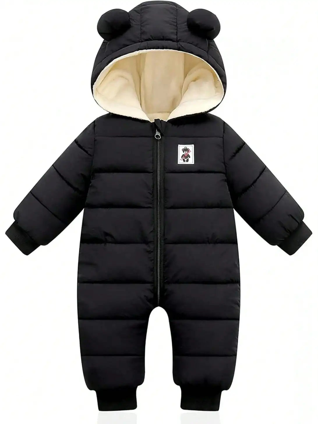 Unisex Baby Hooded Snowsuit Zip Jumpsuit Winter Warmth