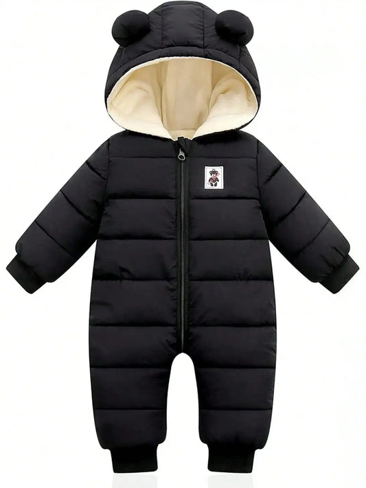 Unisex Baby Hooded Snowsuit Zip Jumpsuit Winter Warmth