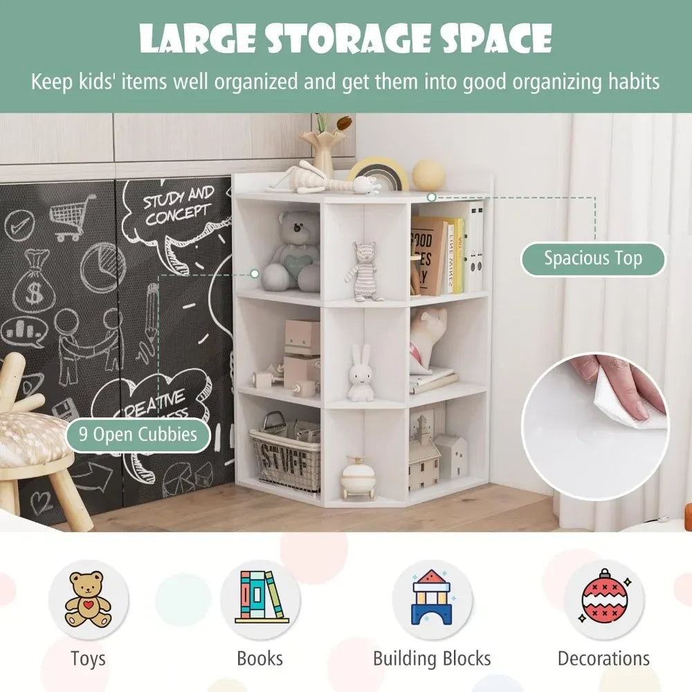 ANGDUO Kids Corner Cabinet With Charging Station USB Ports