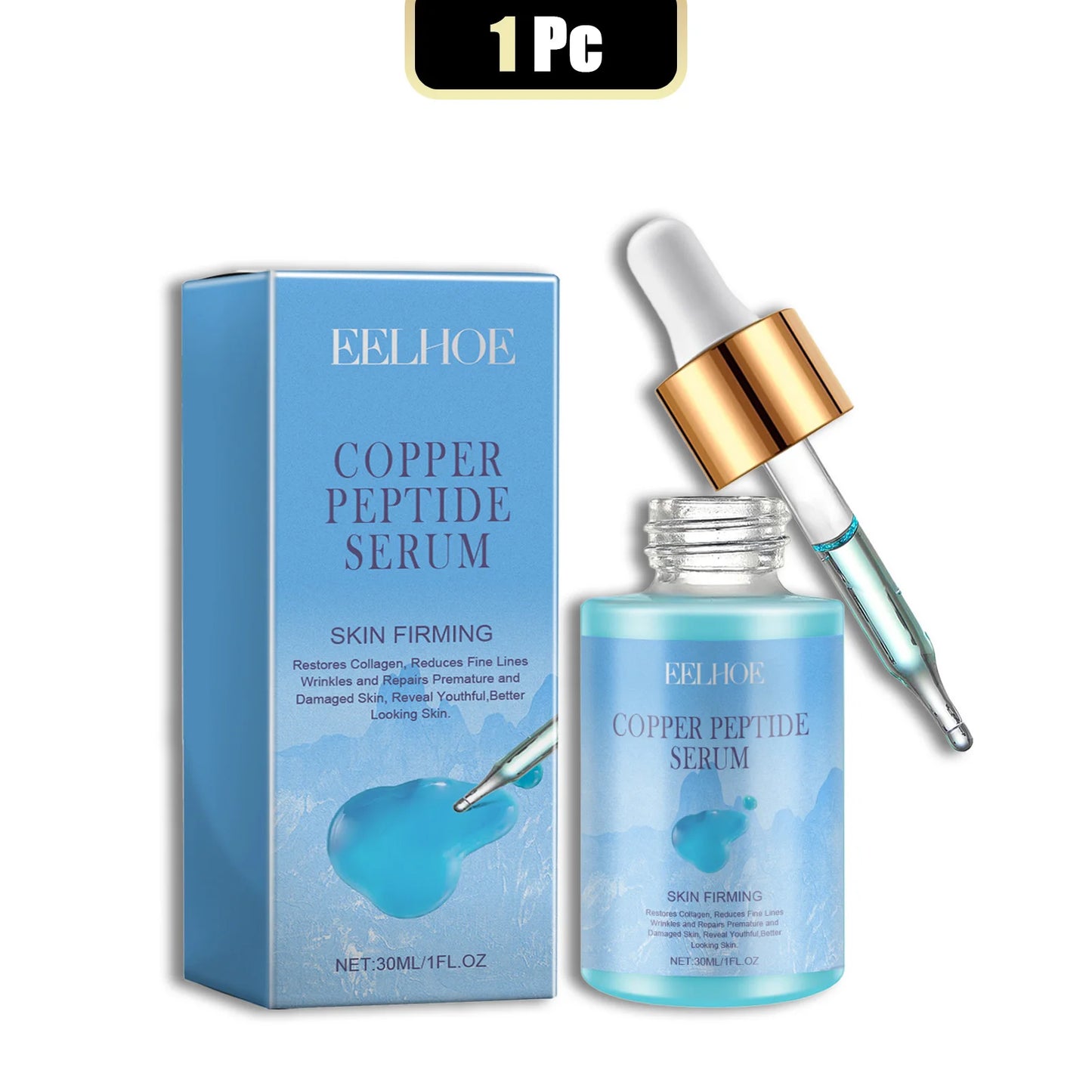 EELHOE 30ml Copper Peptide Facial Serum Moisturizing Firming Face Skin Increase Elasticity Anti Wrinkle Lines Daily Facial Care