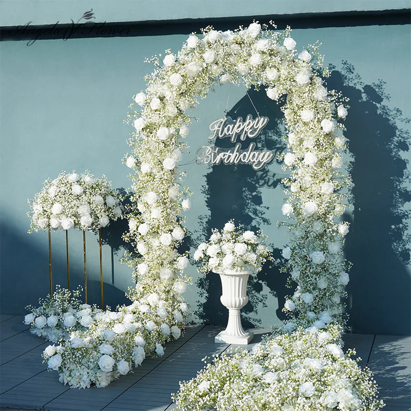 Angela Artificial Rose Baby Breath Wedding Floral Backdrop Decor