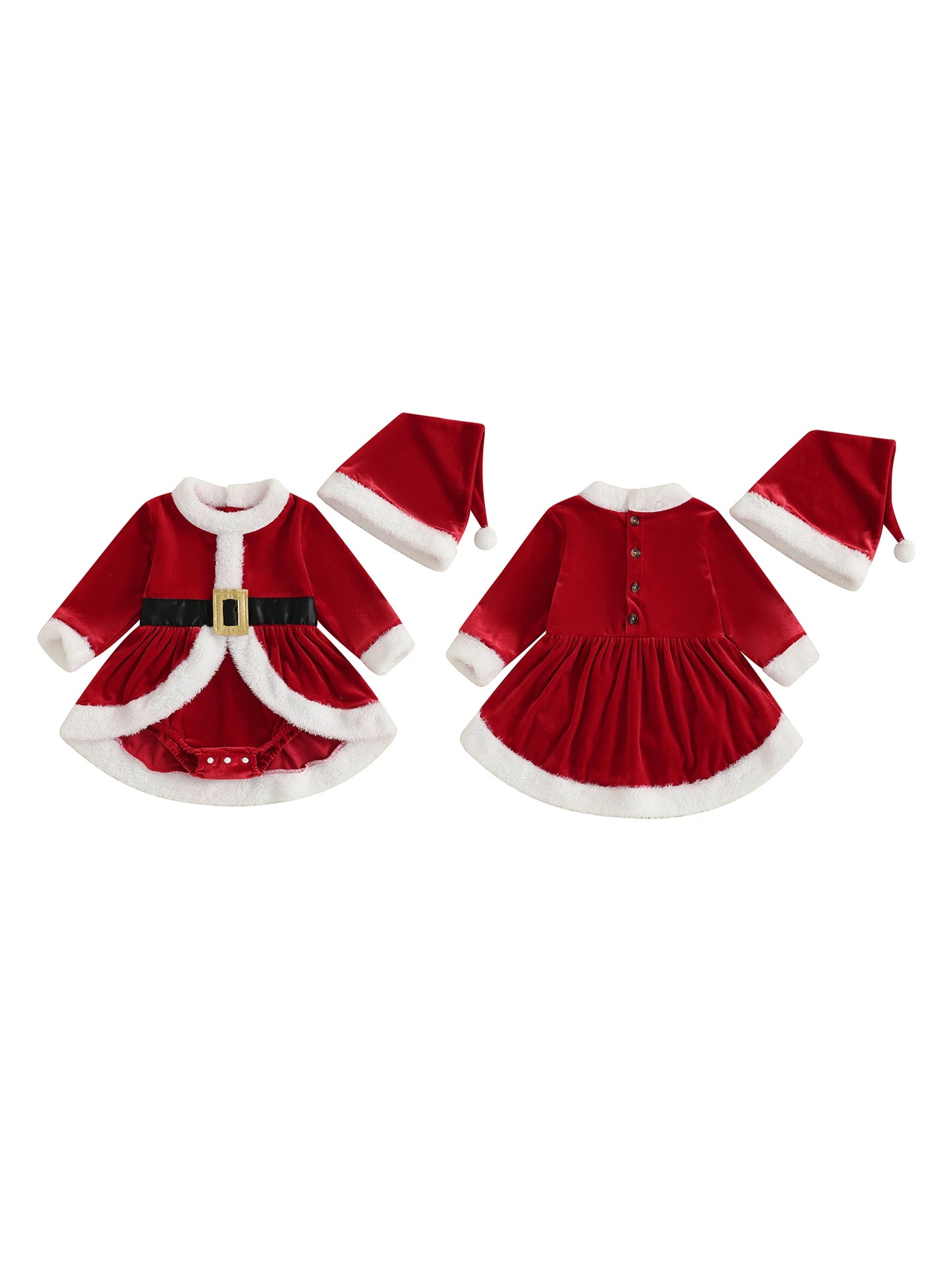 Guangdong Toddler Girl Winter Fleece Jumpsuit Set Santa Hat