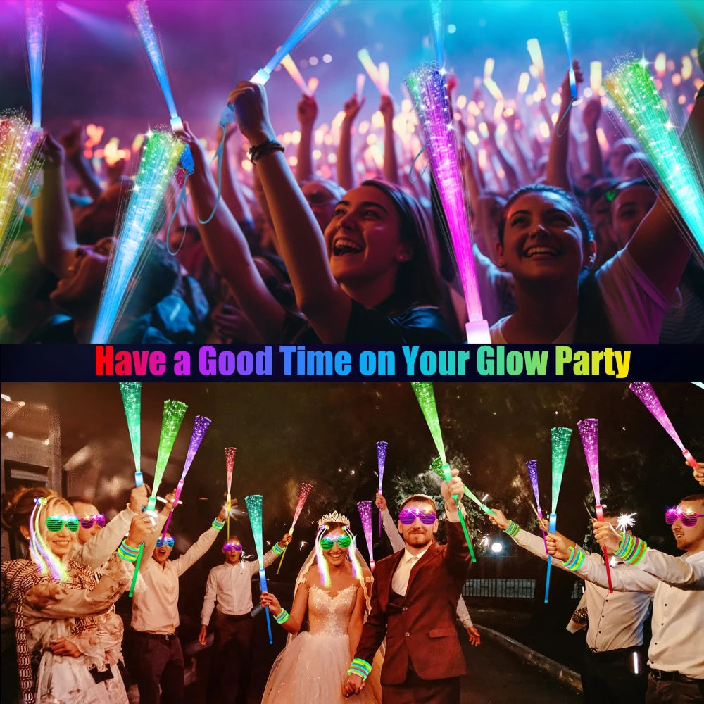 Colorful LED Glow Fiber Optic Sticks Party Wands For Events
