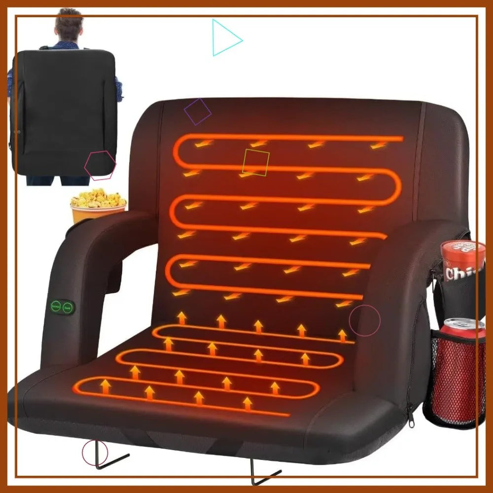 Dual-Sided Heated Stadium Seat With Back Support And Comfort
