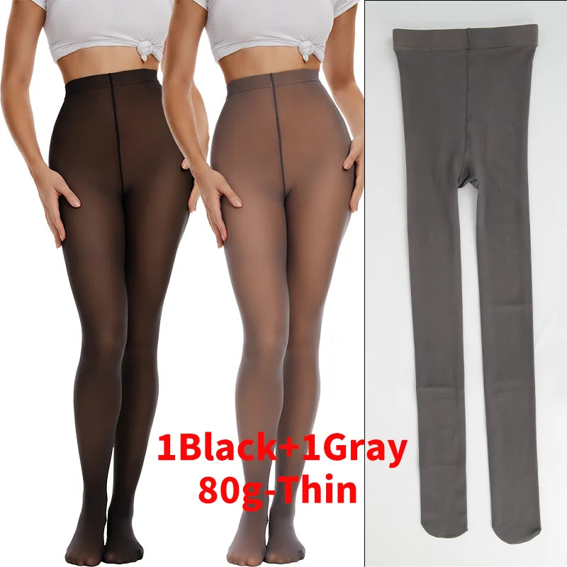 Women Thermal Fleece Tights High Waist 2 Pack Leggings