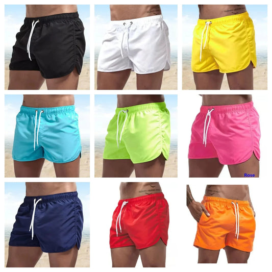 Men's Low Waist Surf Trunk Swim Short With Pockets Beach Board Shorts Bathing Suit Nylon Quick Dry