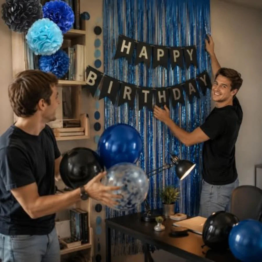 Boys Birthday Party Decorations Banner Balloons And Curtain Set