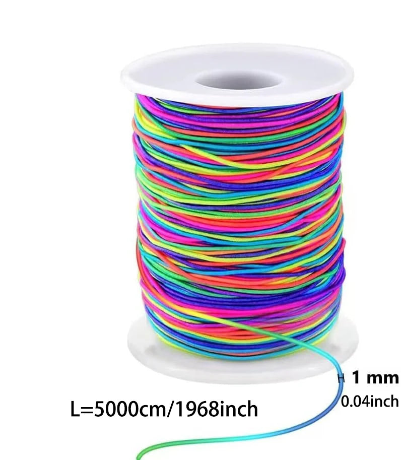1Roll Stretchy Bracelet String, Sturdy Rainbow Elastic String Elastic Cord for Jewelry Making, Necklaces, Beading and Crafts