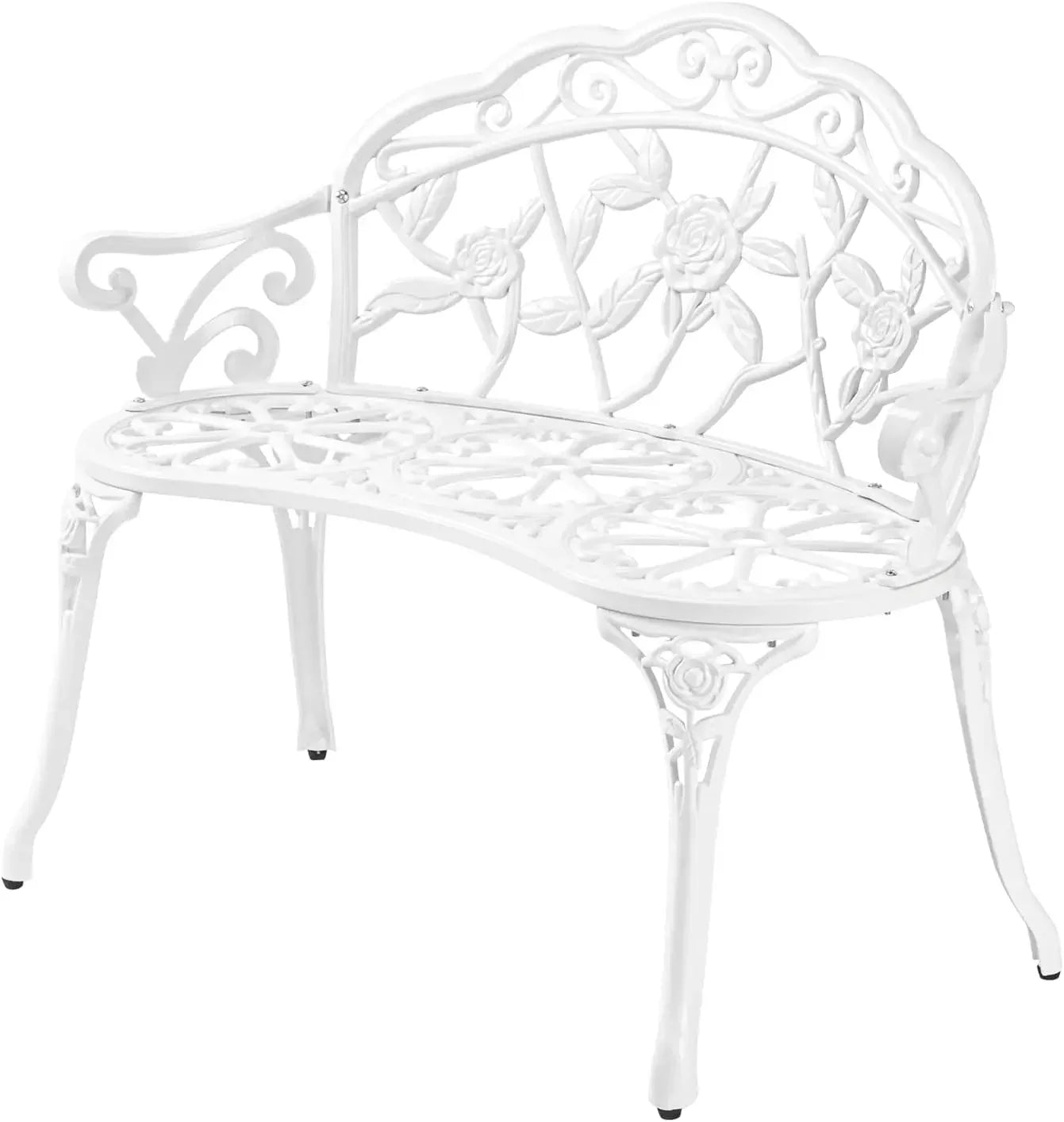 Angduo Patio Rose Garden Bench Cast Aluminum Frame