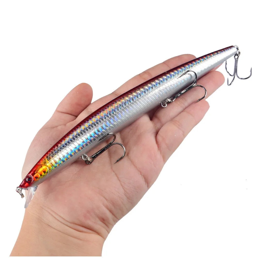 10pcs Long Minnow Fishing Lures Hard Bait Plastic Artificial Bait 18cm/7.9in/24g