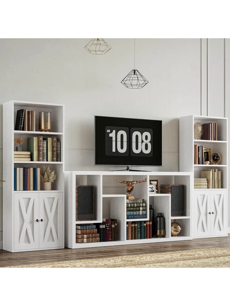 High Concerned Bookcases with Doors Five Shelf Display