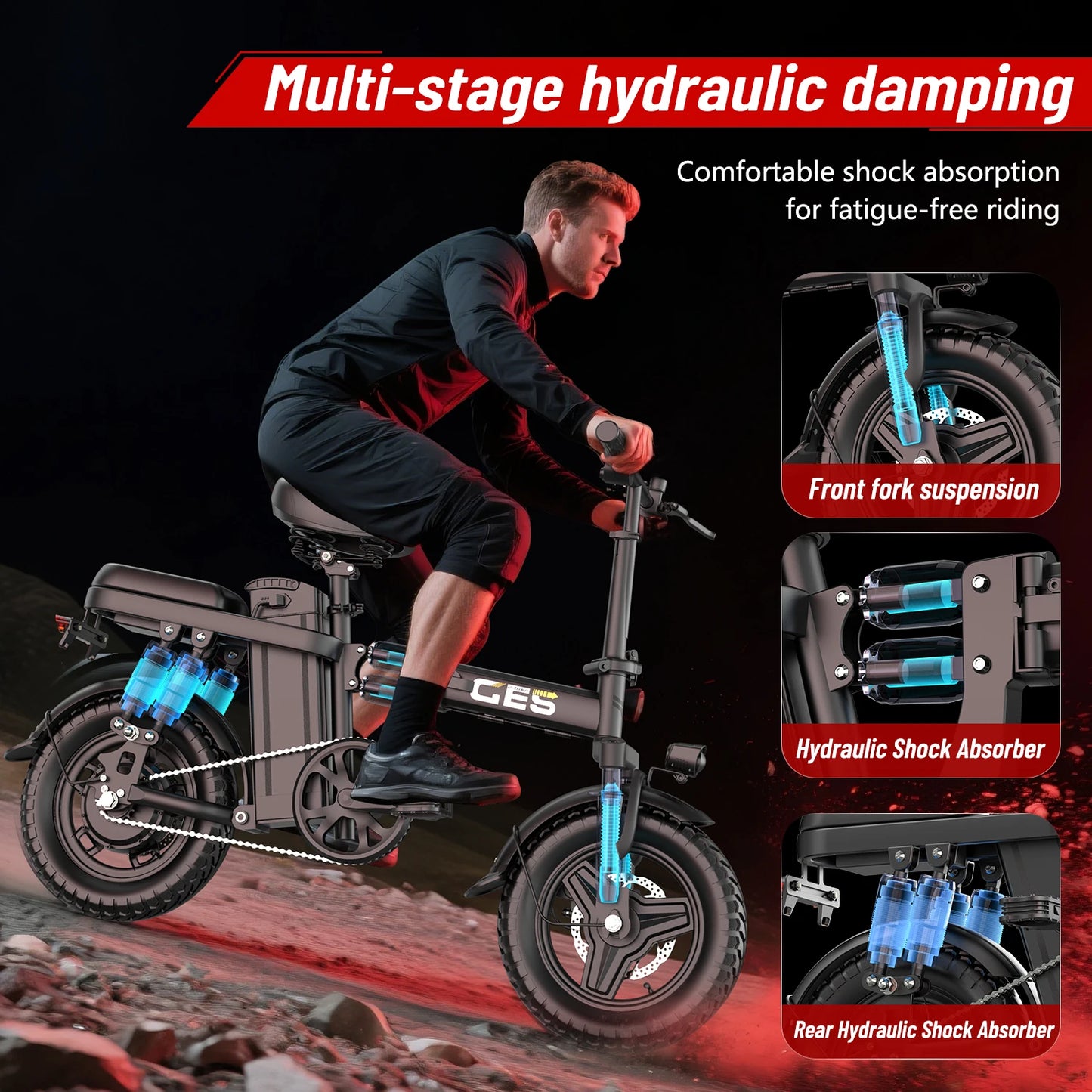 UPlee GE5 Electric Folding Bike 500W Motor Removable Battery