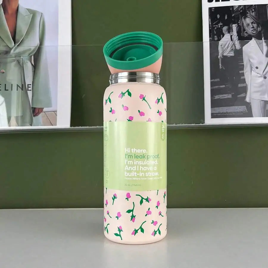 Insulated Stainless Steel Water Bottle With Straw For Travel And Sports