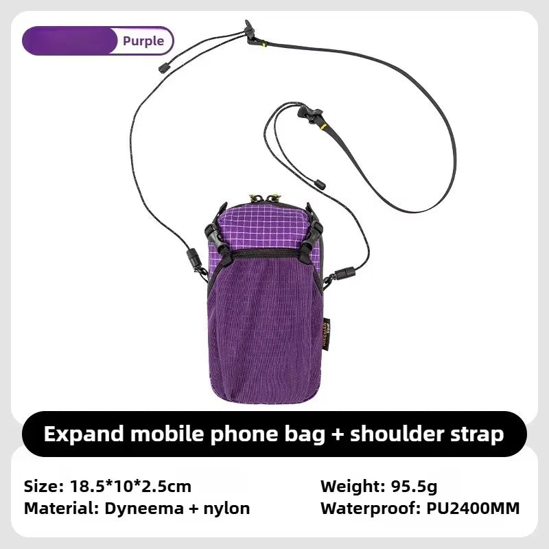 Waterproof Dyneema Water Bottle Bag,420D Nylon Holder with Phone Pocket and Adjustable Strap for Cycling,Camping Essentials