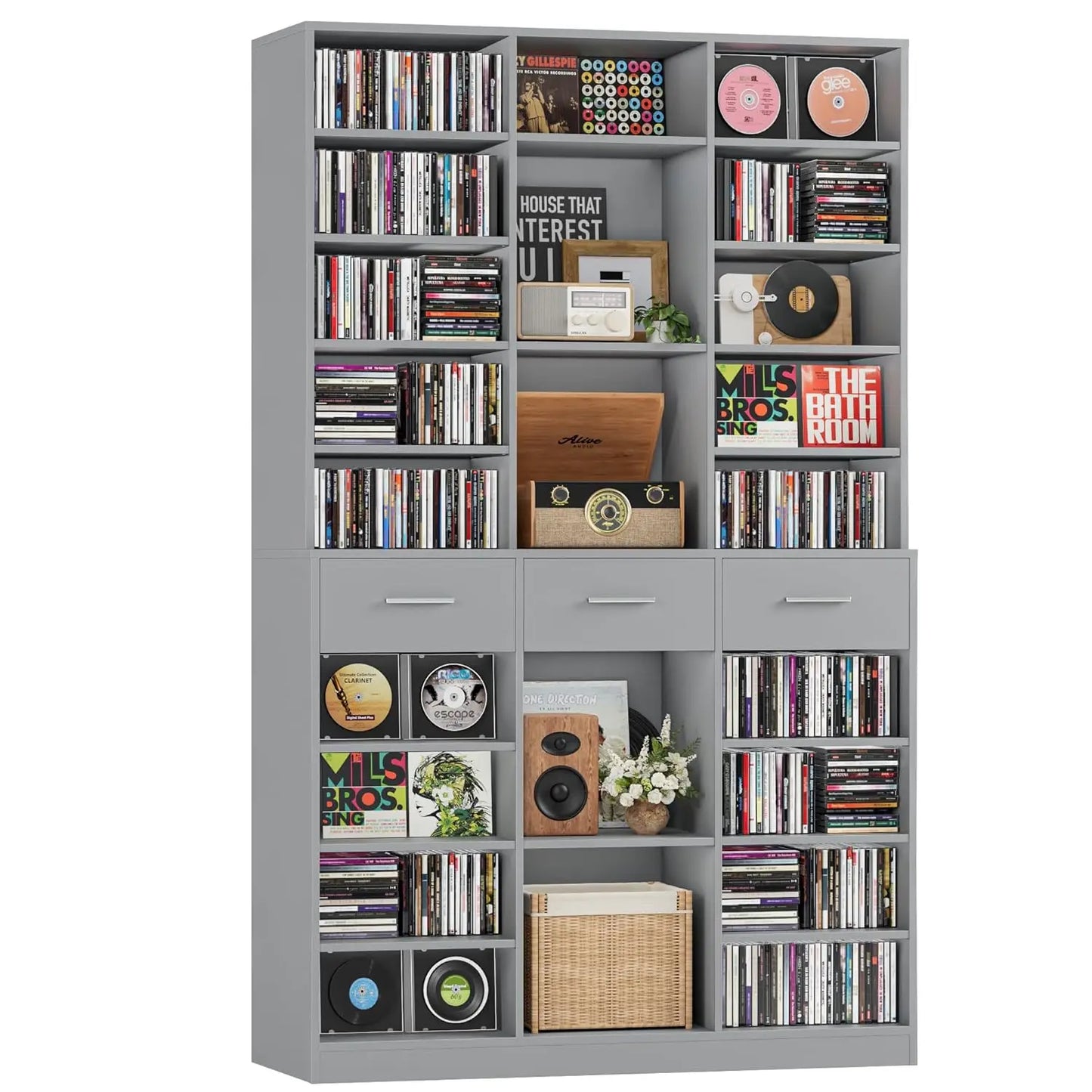 75" Tall Book Shelf and Bookcase, 47" Wide Bookshelf with Drawers, Modern 9 Tier Bookcase with Storage, Large Wood, Customized