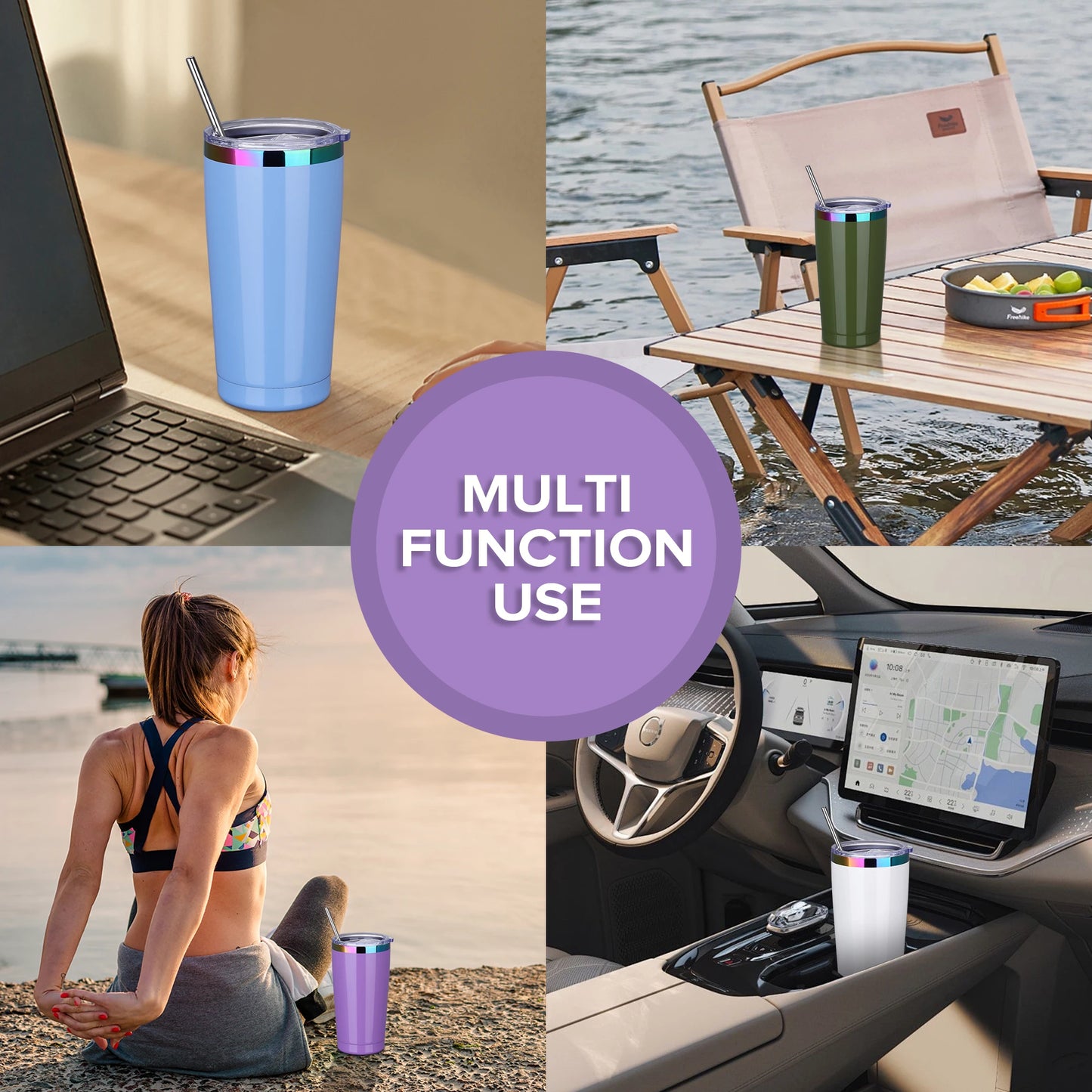 Fastsub Stainless Steel Insulated Vacuum Travel Tumblers With Lids