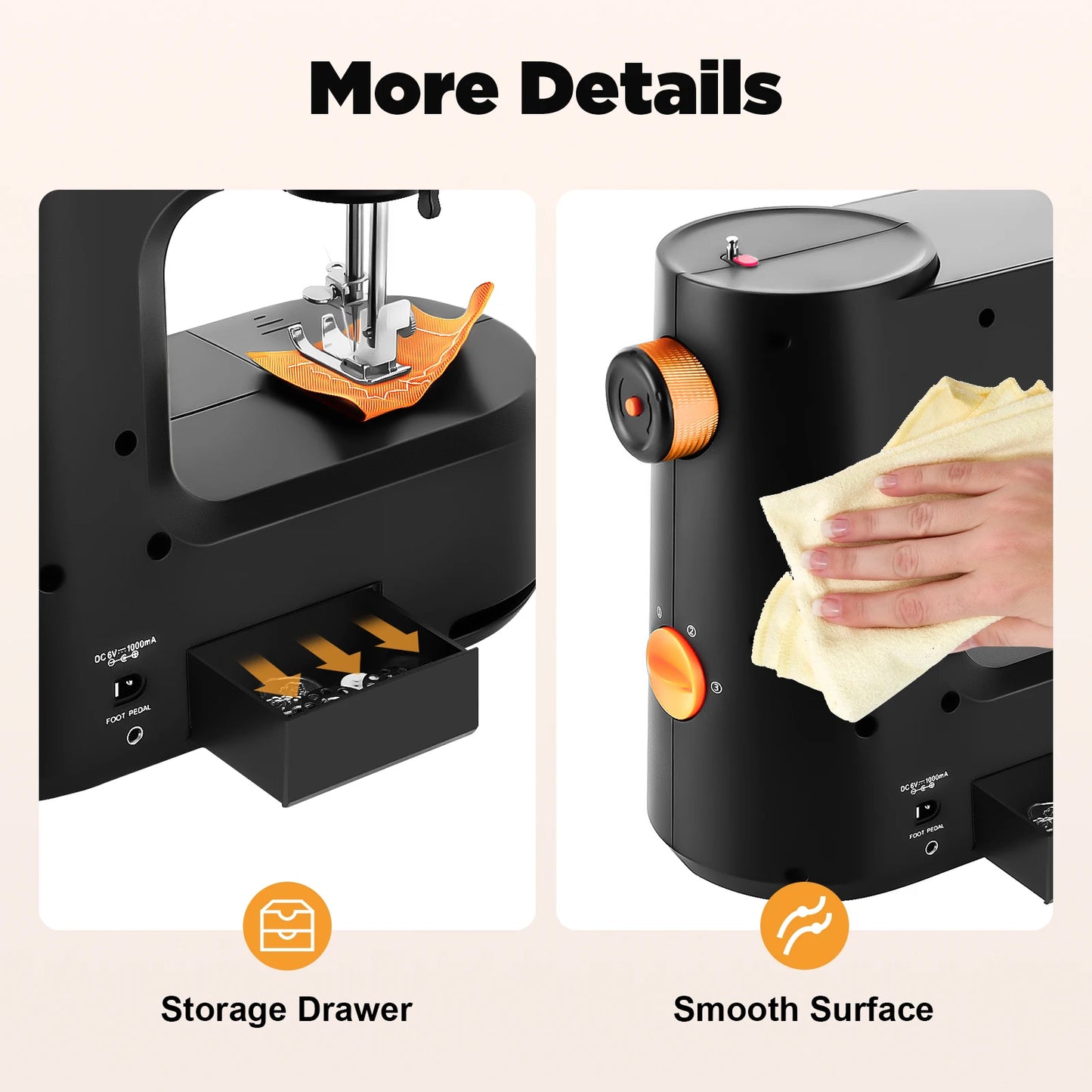 FHSM-398 Mini Electric Sewing Machine Free-Arm Portable Super Utility Stitch Sewing Machine With Foot Pedal LED Light For Home DIY Clothing Sewing