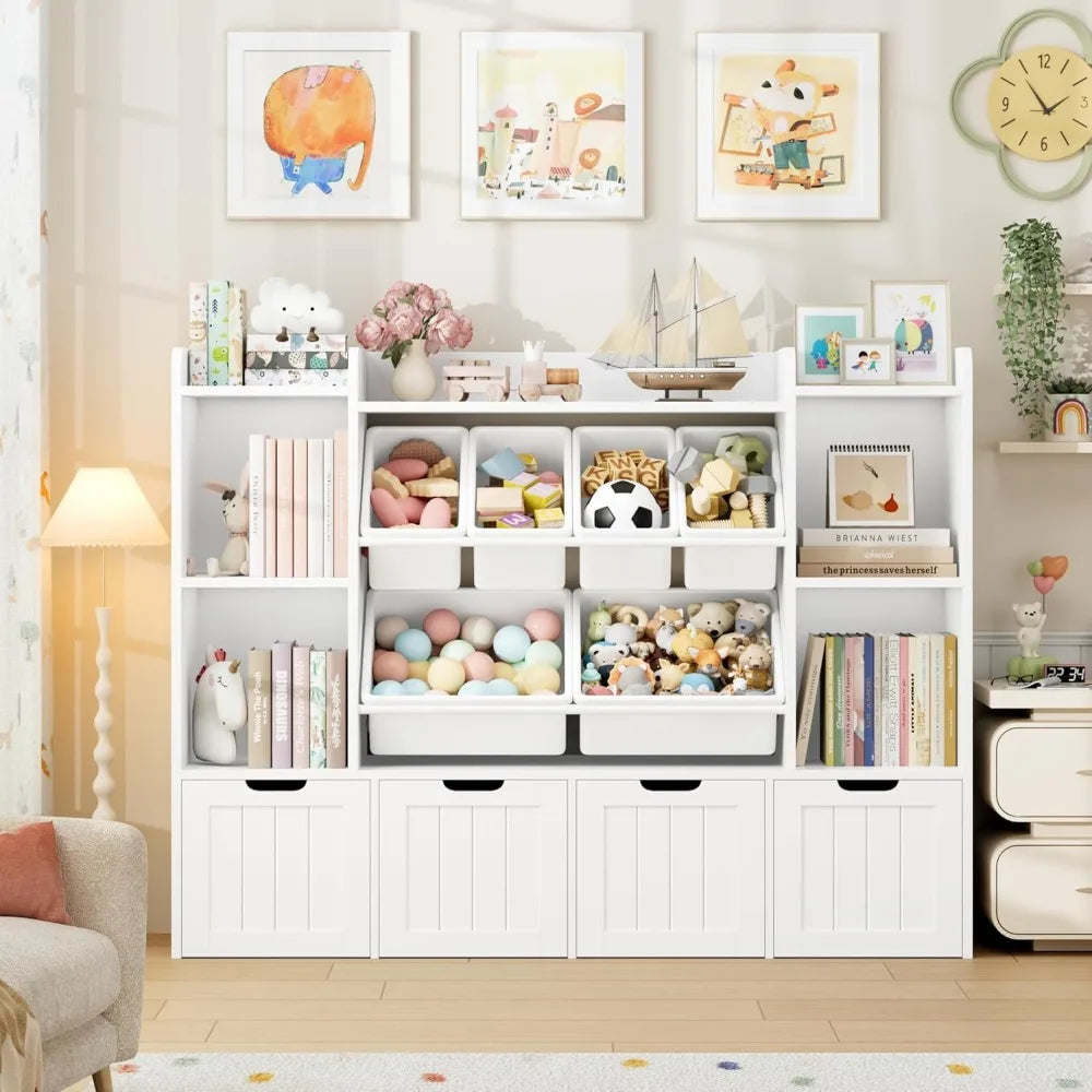 Angduo Toy Storage Organizer With 6 Bins And 4 Drawers