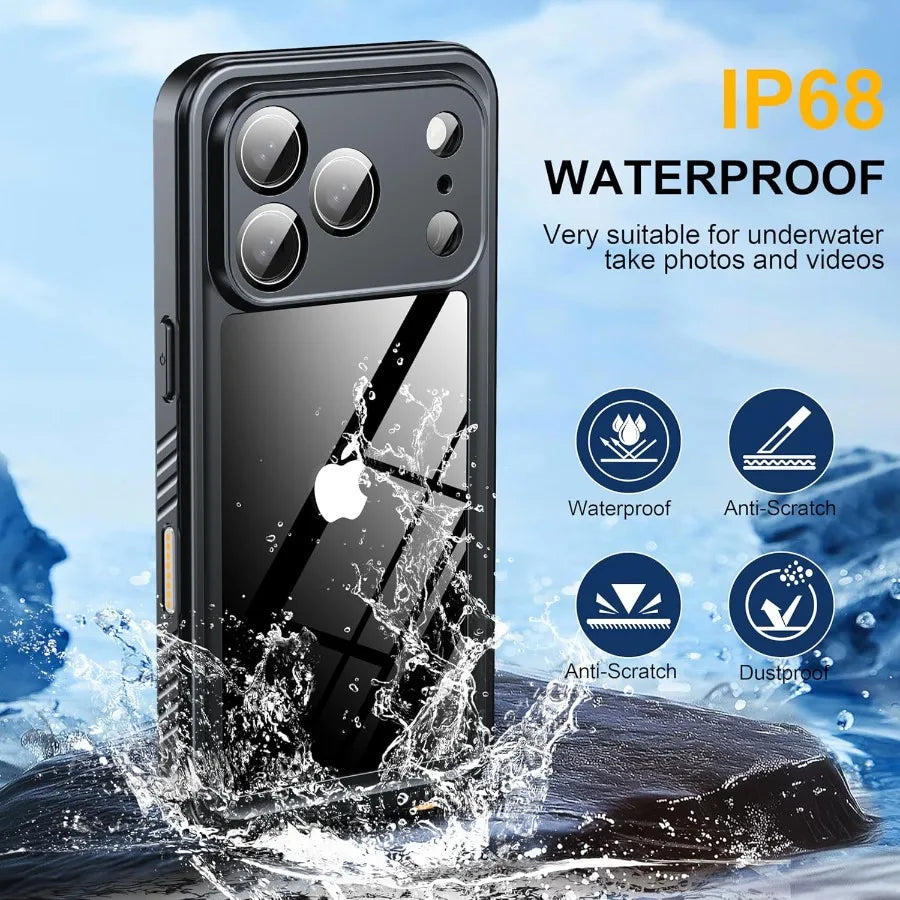 High-concerned IP68 Waterproof iPhone 17 Pro Case with Screen Protector