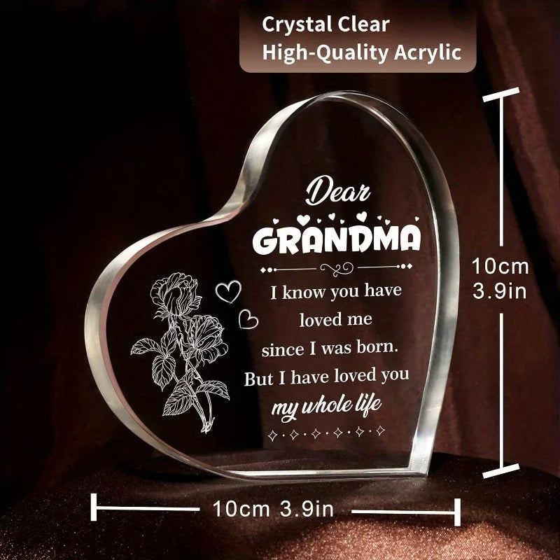 Grandma Heart Sign Christmas Birthday Gift For Grandchildren Plastic Decor