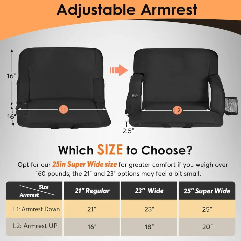 Dual-Sided Heated Stadium Seat With Back Support And Comfort