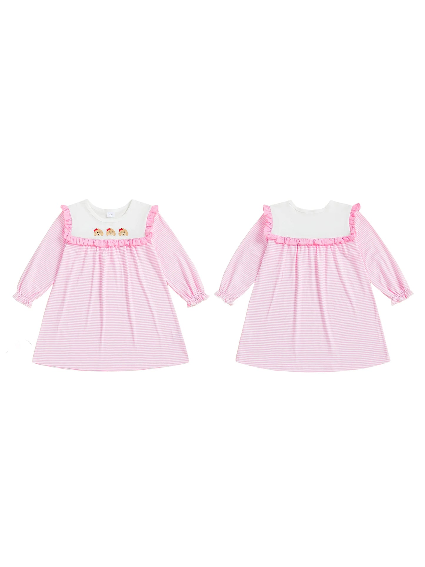 Toddler Girl Winter Knit Sweater Dress With Bear Embroidery