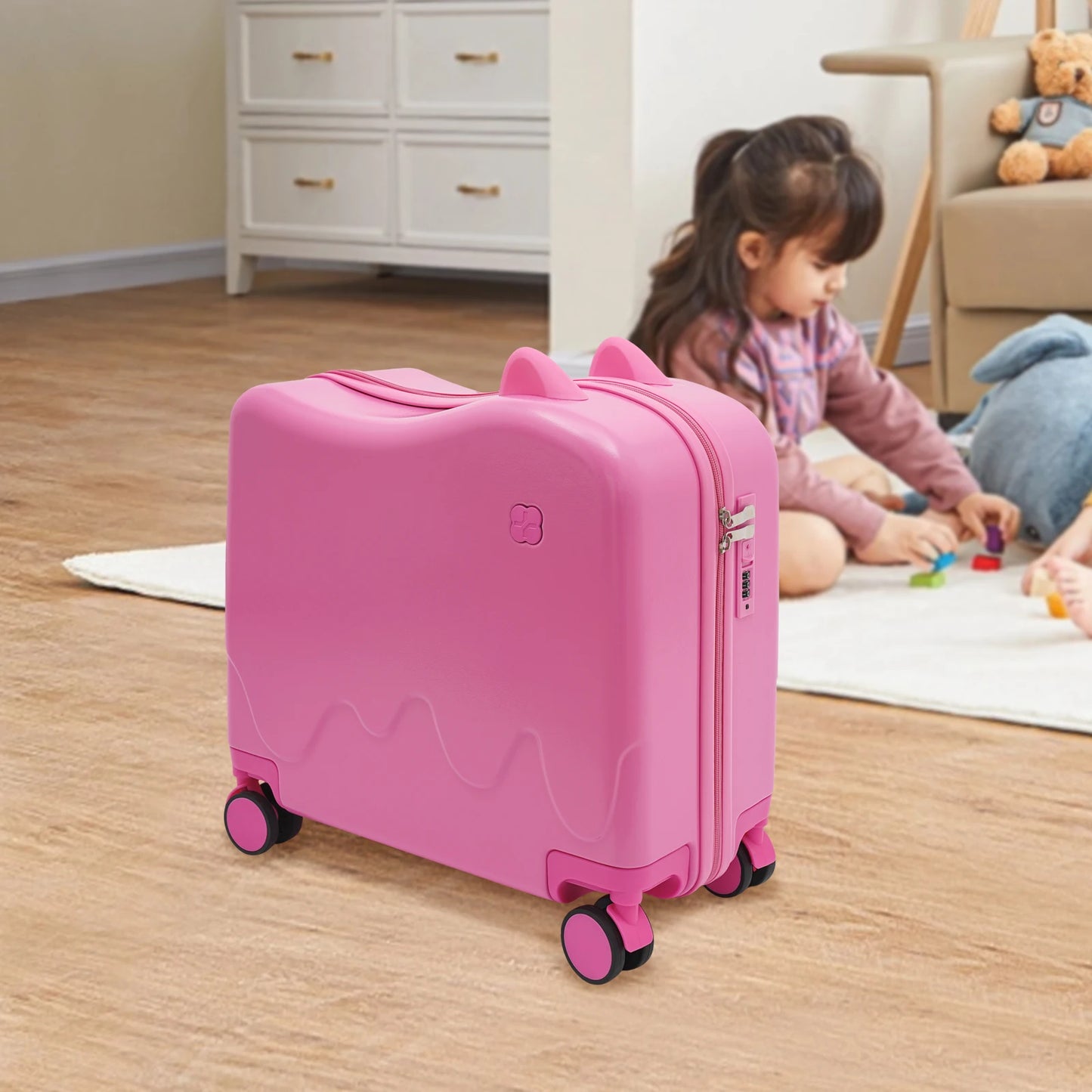 Kids Luggage Sit and Ride on Suitcase With Universal Wheels
