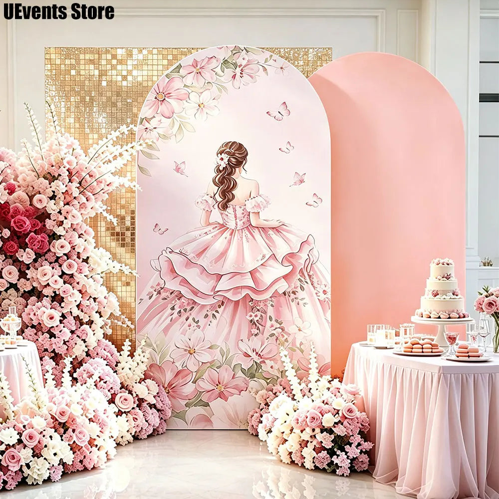 MicroPlush Double Sided Spandex Quinceanera Arch Backdrop Cover
