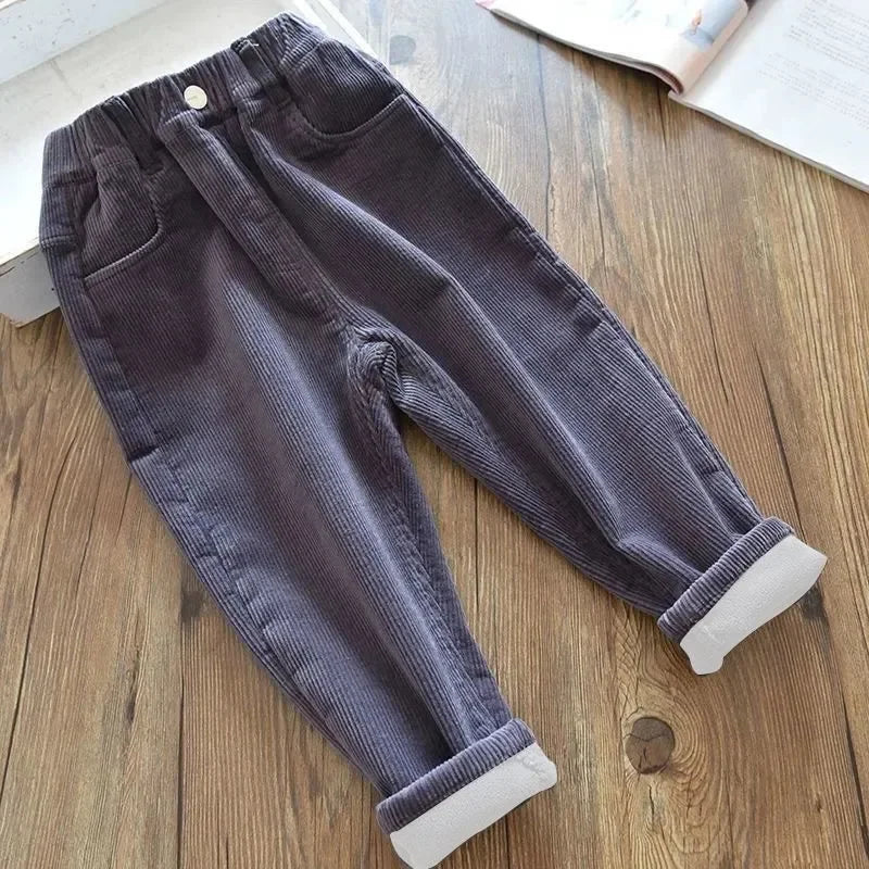 Sonkpuel Kids Warm Corduroy Pants Autumn Winter Unisex