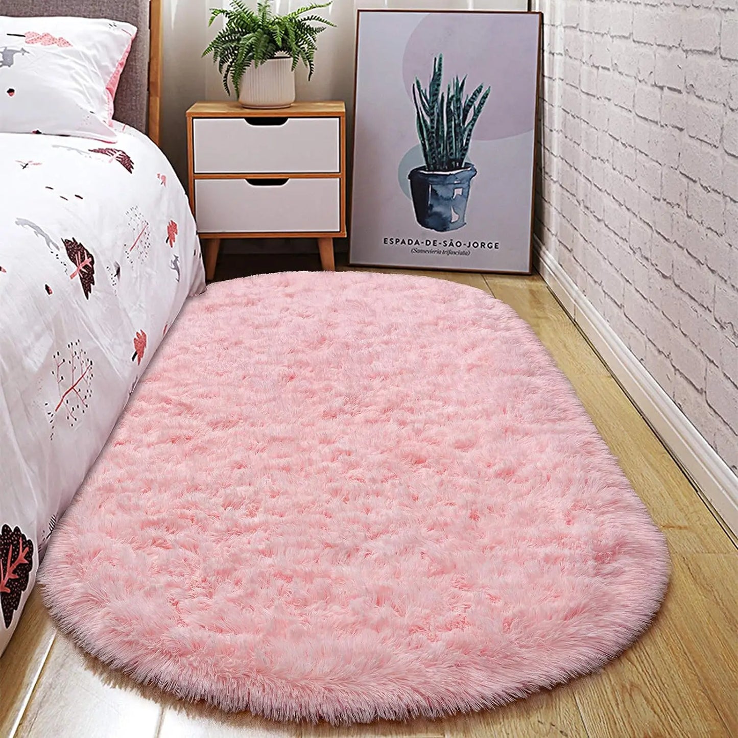 Oval Fluffy Ultra Soft Shag Area Rug for Bedroom Nursery