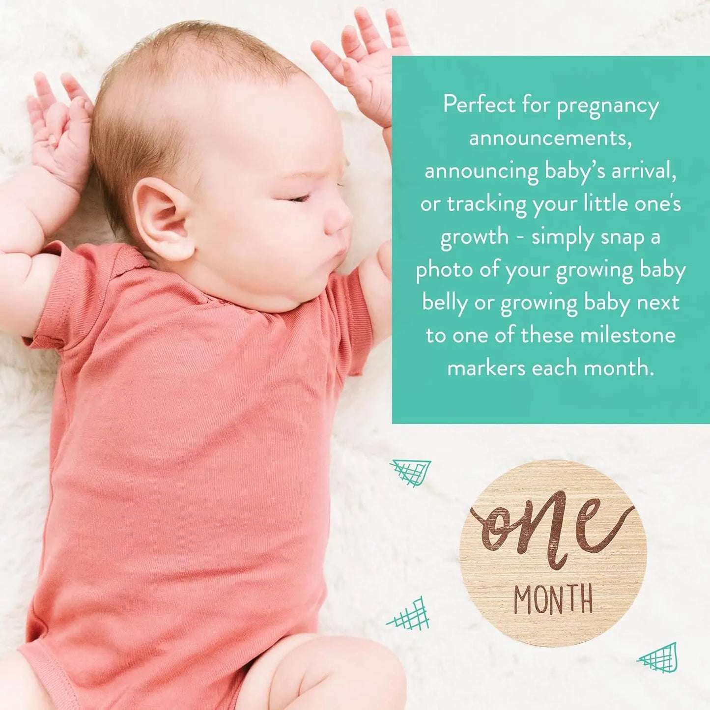 Wooden Baby Milestone Discs Set - Reversible Photo Props for Monthly Growth Tracking, Gender-Neutral Newborn Gift