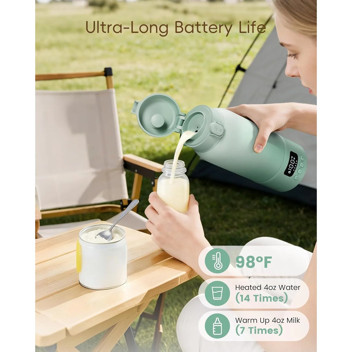 Portable Electric Heating Thermos Cup With LED Temperature Display