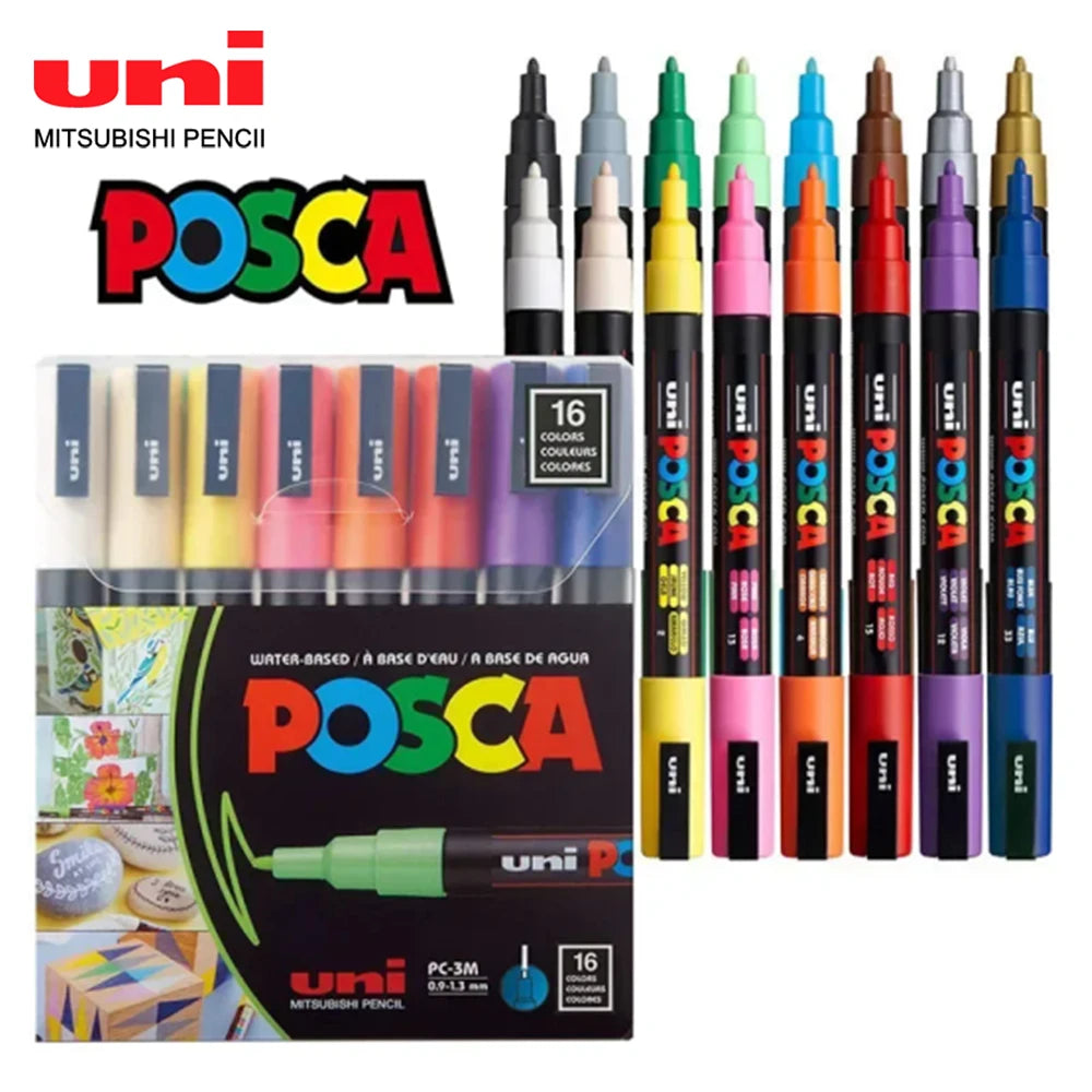 UNI POSCA PC3M Acrylic Marker Set 16 Piece Markers