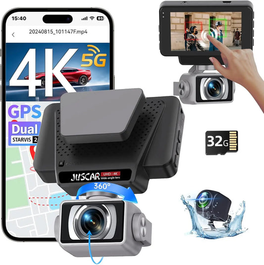Kankeirr 5G WiFi Dash Cam Front And Rear UltraHD 4K