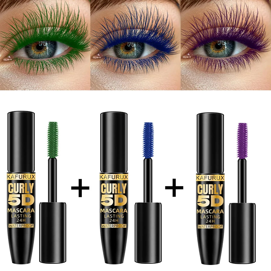 3pcs Color Eyelash Mascara Thick Curl Waterproof Natural Eyelash Long Lasting Blue Green Purple Eye Makeup Korean Cosmetics for Women Gifts
