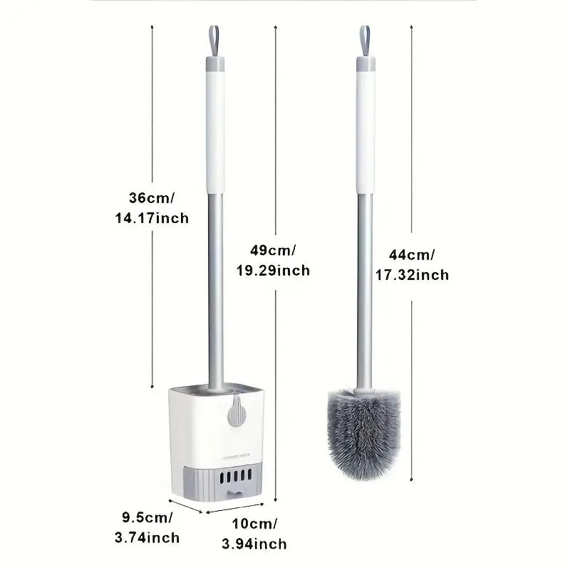 Wall Mount Toilet Brush Slim Holder No Drill Space Saving